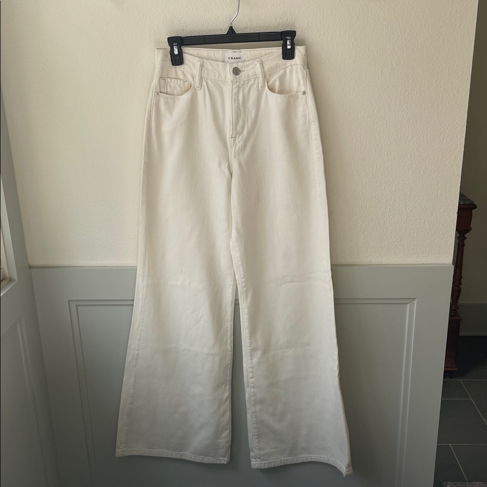 Frame Denim Cream Wide-Leg Jeans